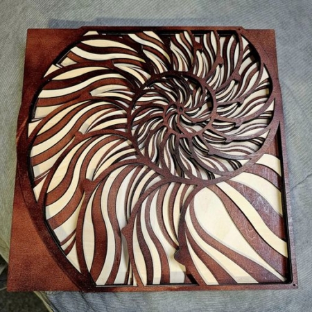 Nautilus Seashell Layered Wooden Picture